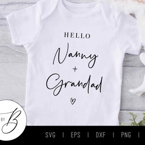 Bonjour nounou et grand-père SVG | Faire-part de grossesse SVG | svg, eps, dxf, png, jpg | Couper le fichier