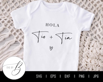 Hola Tio und Tia SVG | Schwangerschaftsankündigung SVG | svg, eps, dxf, png, jpg | Geschnittene Datei