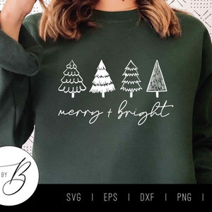 Fichier SVG joyeux et lumineux sapins de Noël | Illustration de Noël SVG | svg, eps, dxf, png, jpg | Couper la lime
