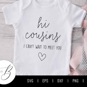 Hallo Cousins, ich kann es kaum erwarten, Sie zu treffen SVG | Schwangerschaft, Baby, Großeltern, Ankündigung SVG | svg, eps, dxf, png, jpg | Schnittdatei