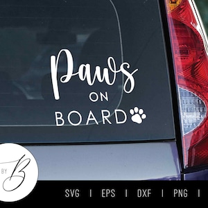 Poten aan boord van SVG | Hond huisdieren auto sticker Download SVG | SVG, EPS, DXF, PNG, JPG | Bestand knippen