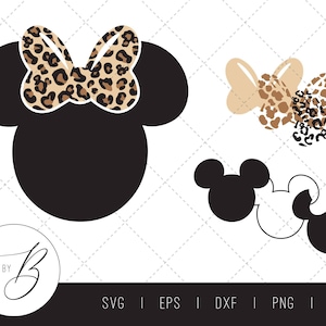 Disney Minnie Mouse Bow SVG Hidden Mickey Leopard Print | Etsy