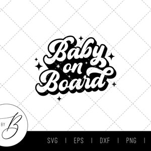 Retro Baby on Board SVG | Pobierz naklejkę na samochód dla dziecka SVG | svg, eps, dxf, png, jpg | Plik do cięcia