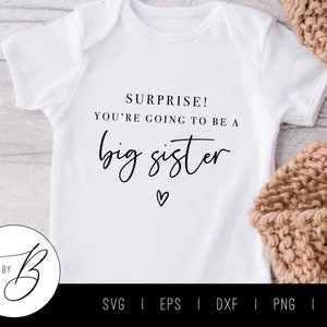 Überraschung! Du wirst eine große Schwester SVG | Schwangerschaft, Geschwisterankündigung SVG | svg, eps, dxf, png, jpg | Schnittdatei