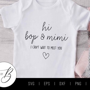 Hallo Bop & Mimi, ik kan niet wachten om je te ontmoeten SVG | Zwangerschap, baby, grootouder, aankondiging SVG | SVG, EPS, DXF, PNG, JPG | Bestand knippen