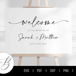 Personalized Wedding Welcome Sign SVG + Printable | Custom Names + Date | svg, pdf, dxf, png, jpg | Cut File | 2-3 Day Turnaround