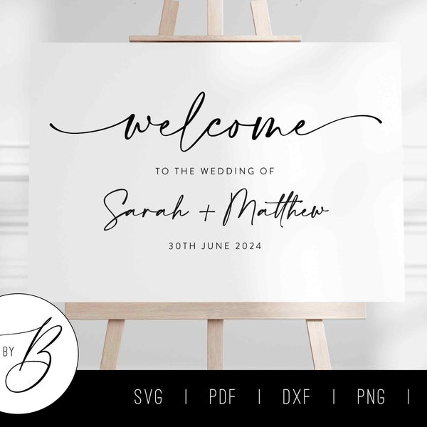 Personalized Wedding Welcome Sign SVG + Printable | Custom Names + Date | svg, pdf, dxf, png, jpg | Cut File | 2-3 Day Turnaround