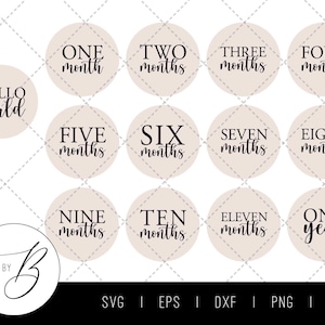 Baby Monatlicher Meilenstein SVG | 13 runde Baby Meilenstein SVG | Baby svg, eps, dxf, png, jpg | Geschnittene Datei