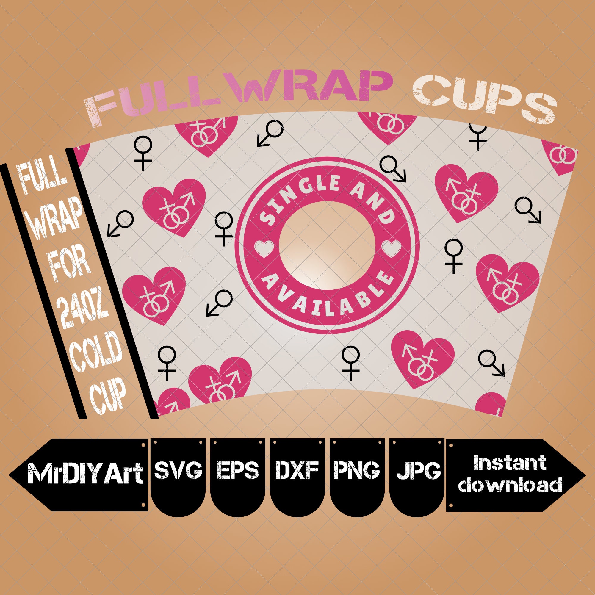 Valentine Set Full Wrap Cold Cup Svg SVG Files Full Wrap for | Etsy