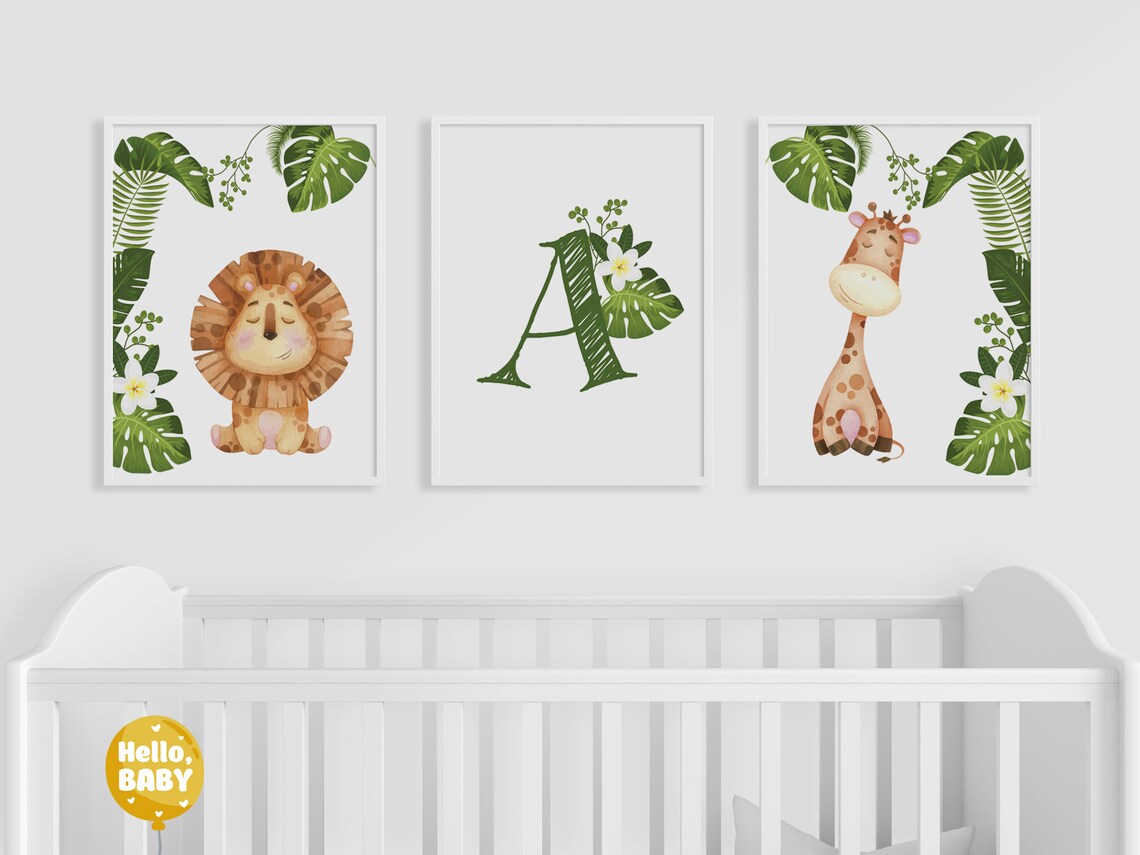 3 Piece Wall Art Jungle Prints Jungle Safari Wall Art Etsy