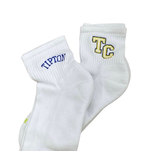 Custom embroidered Ankle Socks with your name, logo, team, club, school, personalized unique gift, cheerleader, athletic ankle socks