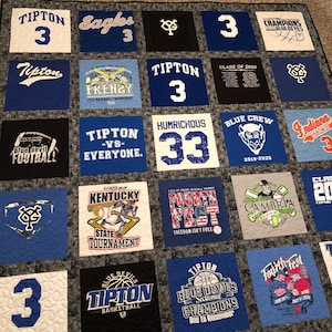 Custom-made tshirt quilt, graduation, memory, running shirts, school shirts, sweatshirts, camp shirts