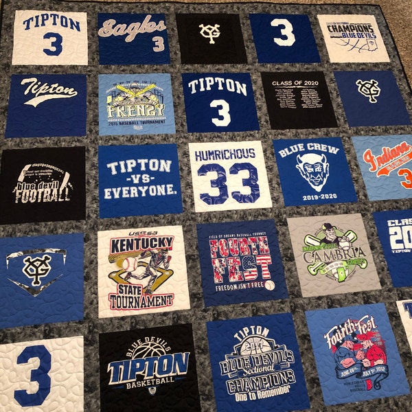 Custom-made tshirt quilt, graduation, memory, running shirts, school shirts, sweatshirts, camp shirts