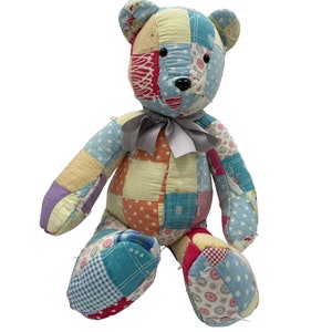 Hand-made Memory Teddy bear from YOUR old quilt, blanket, shirts, or jeans of a loved one