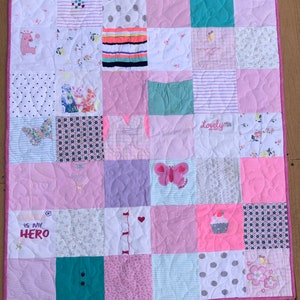 Baby’s first year memory quilt, quilt made from baby clothes, memorial quilt, keepsake quilt, onesie quilt