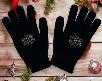 Custom Embroidered Knit Tech Gloves: Personalized Stitched Monogram