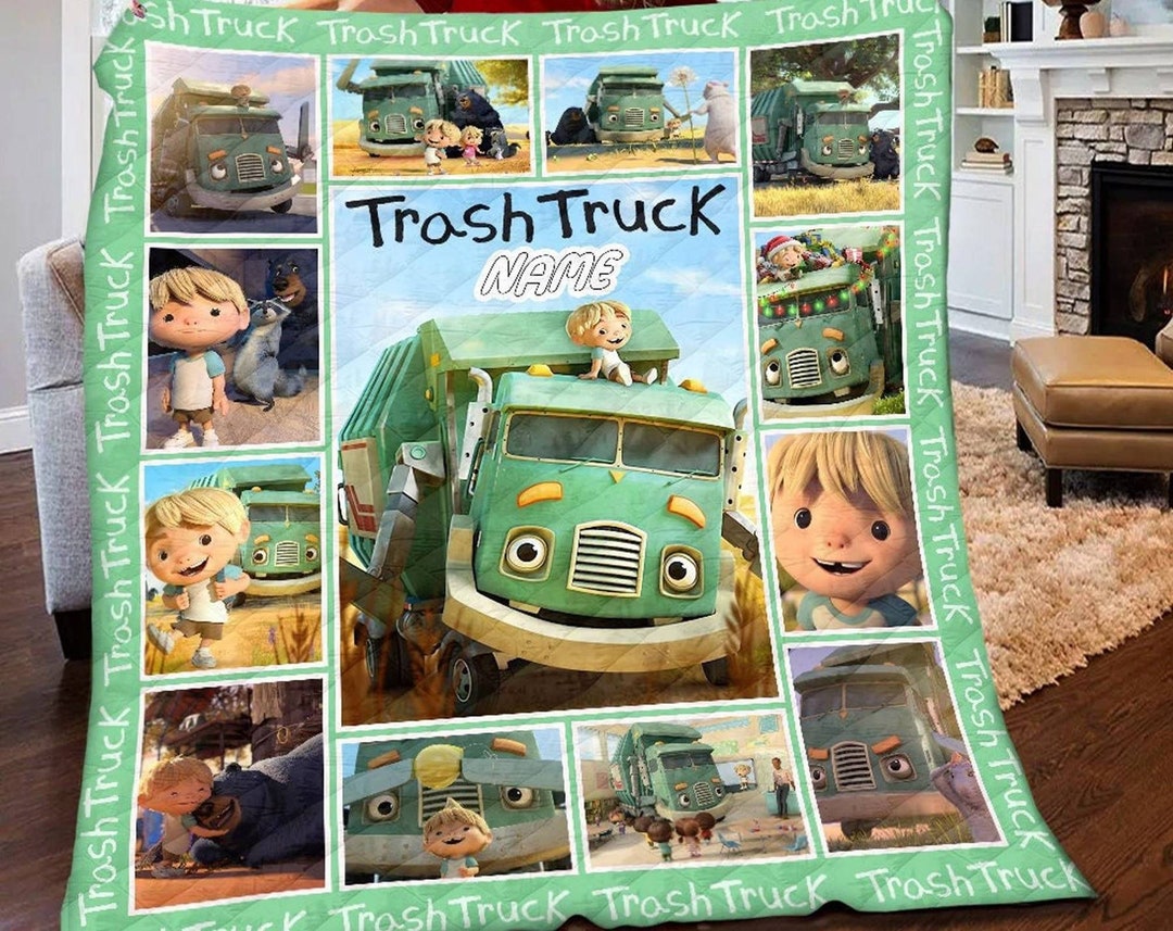 Trash Truck Blanket Personalized Trash Truck Fleece Blanket Etsy