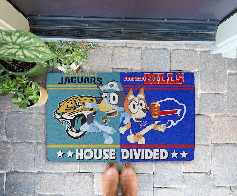 Bluey House Divided Doormat Custom Bluey Football Doormat Etsy