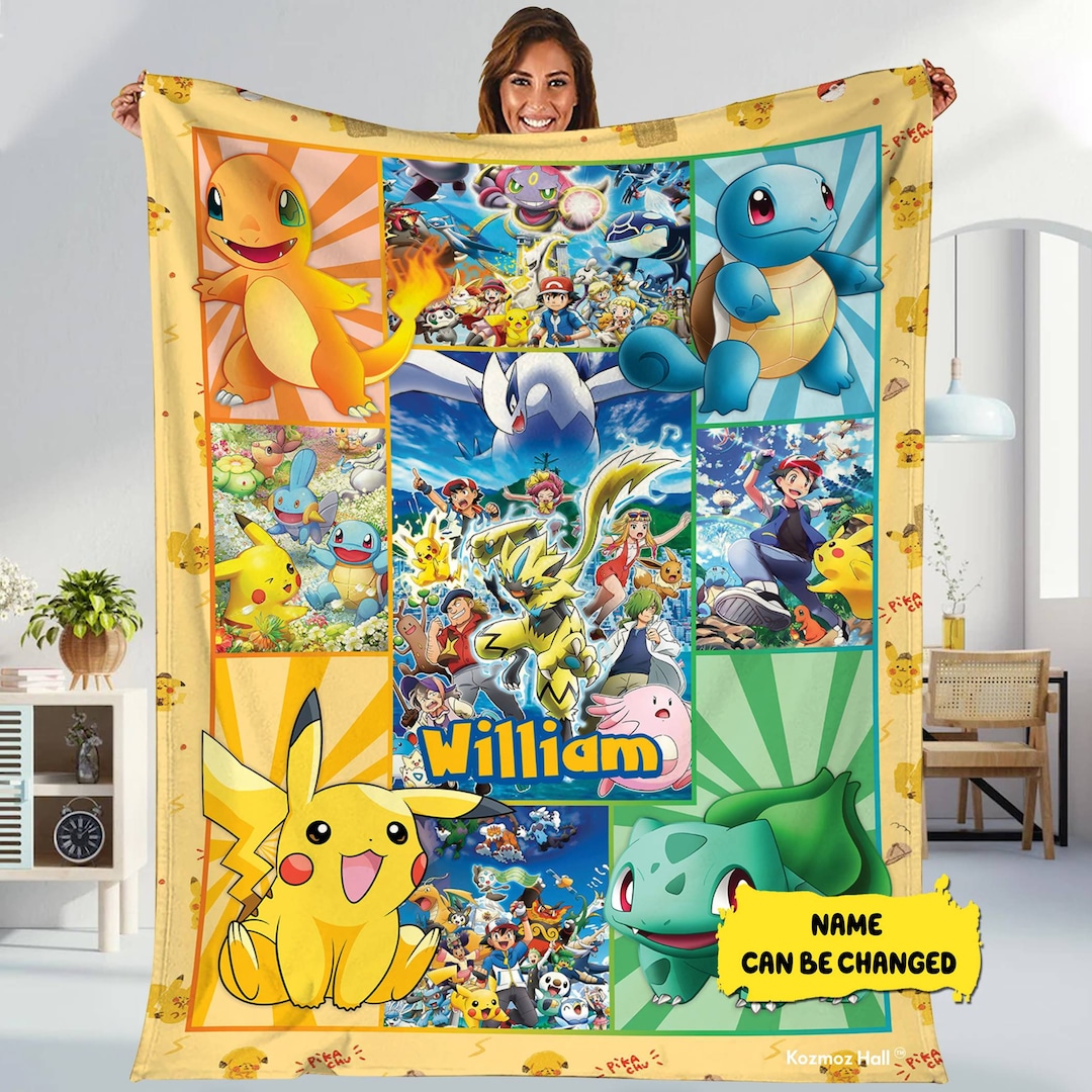 Anime Fleece Blanket Personalized Pikachu Blanket Eevee Etsy