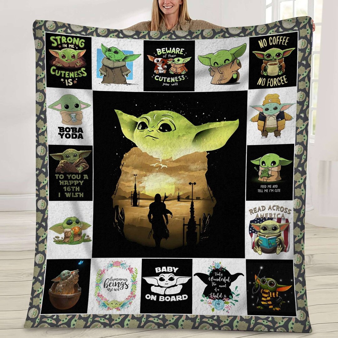 Mandalorian Baby Yoda Blanket Baby Yoda Quilt Fleece Blanket Etsy