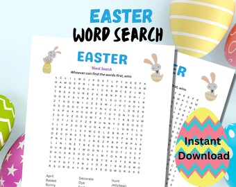 Easter Word Search Game, Printable Party Activity for Kids & Adults (Digital Download)