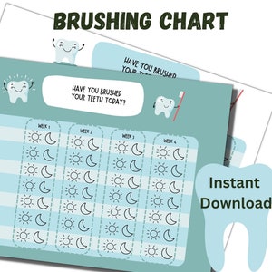 Teeth Brushing Chart | Tooth Brushing Chart | Toddler Reward Chart | Routine Chart for Kids | Children Teeth Routine | Kids Teeth Routine