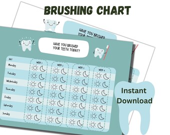 Kids Teeth Brushing Chart, Routine and Habit Formation (Digital Download)