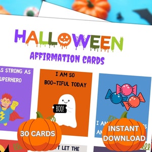 Druckbare Halloween Affirmationskarten | Positive Affirmationskarten für Kinder und Erwachsene | Motivationskarten | Positive Zitate