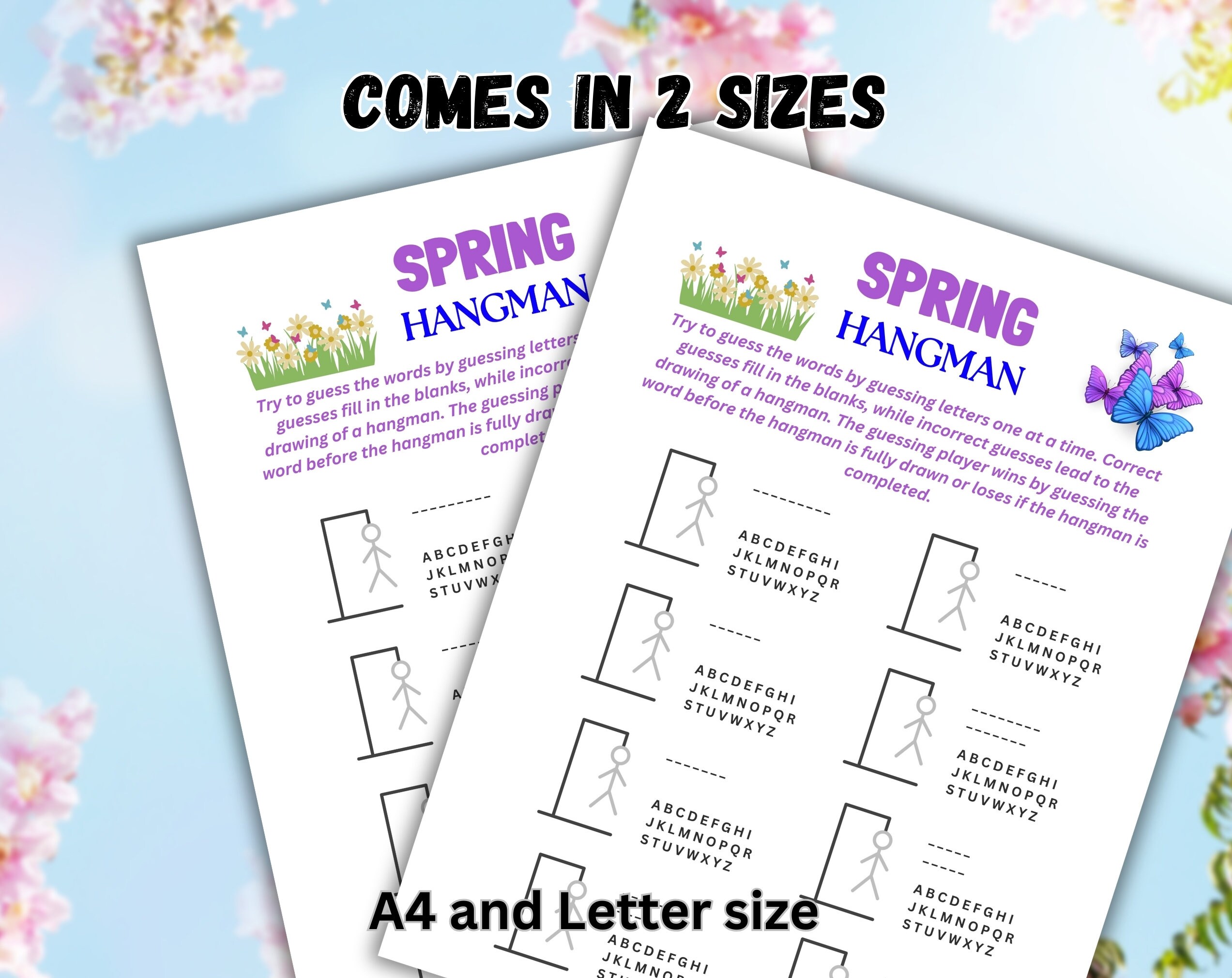 Spring Hangman Game | Printable Party Activity for Kids & Adults ...