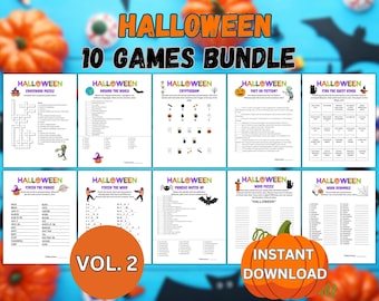 Halloween 10 Games Bundle | Printable Party Activity for Kids & Adults (Digital Download)