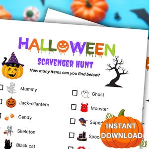 Printable Halloween Scavenger Hunt for Kids | Halloween Party Game | Children Activity | Family Game | Games for kids | Outdoor activity