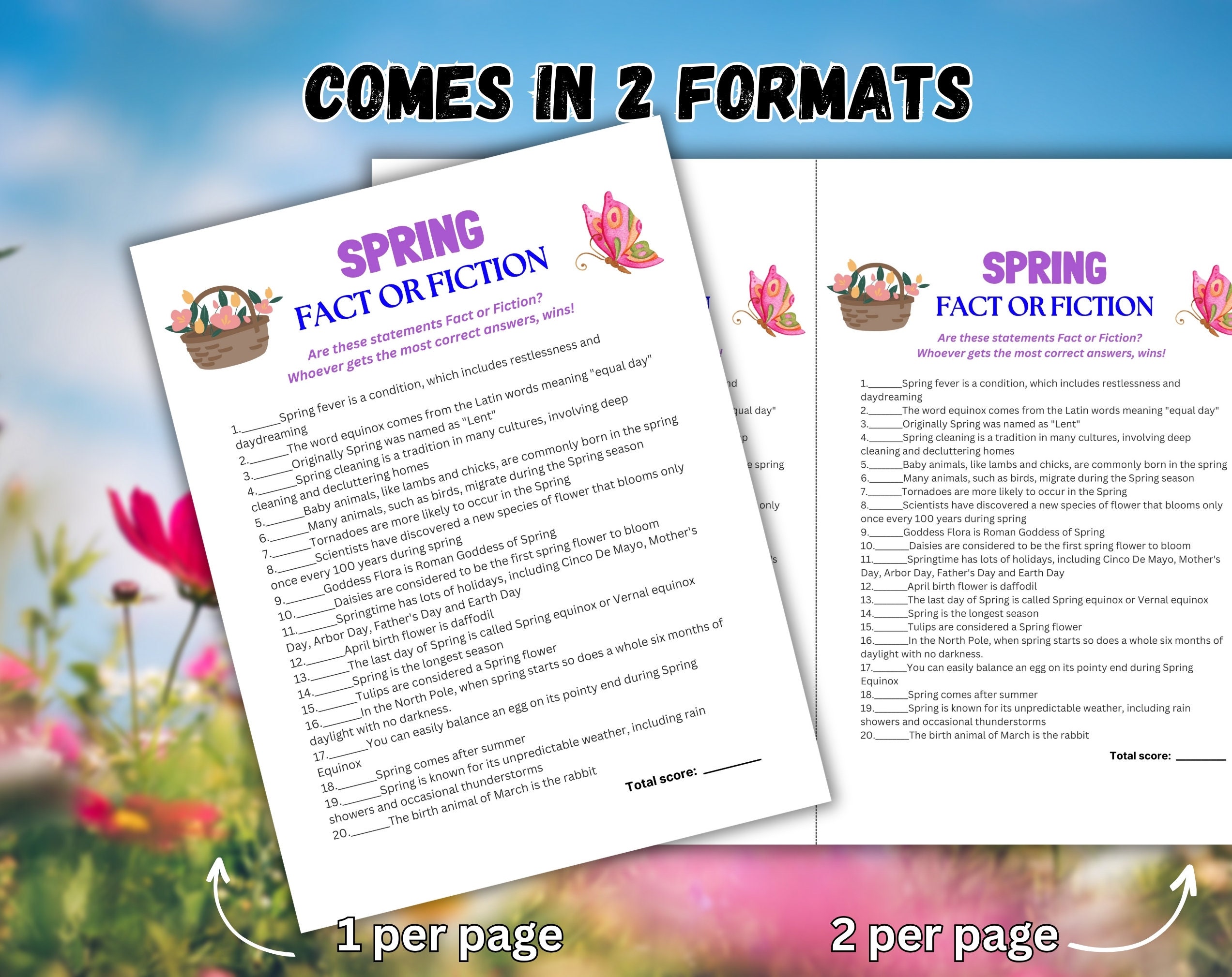 Printable Spring Fact or Fiction Game Spring Activity for Kids and ...