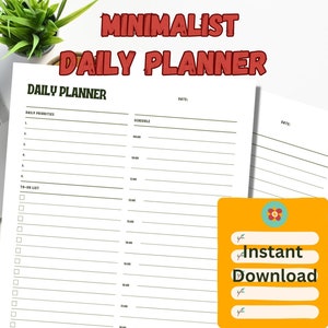 Minimalist Planner Daily Planner | Digital Daily Planner | Digital Download | Daily Planner | Schedule | Priority Planner