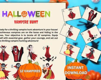 Halloween Vampire Treasure Hunt Game | Printable Party Activity for Kids & Adults (Digital Download)