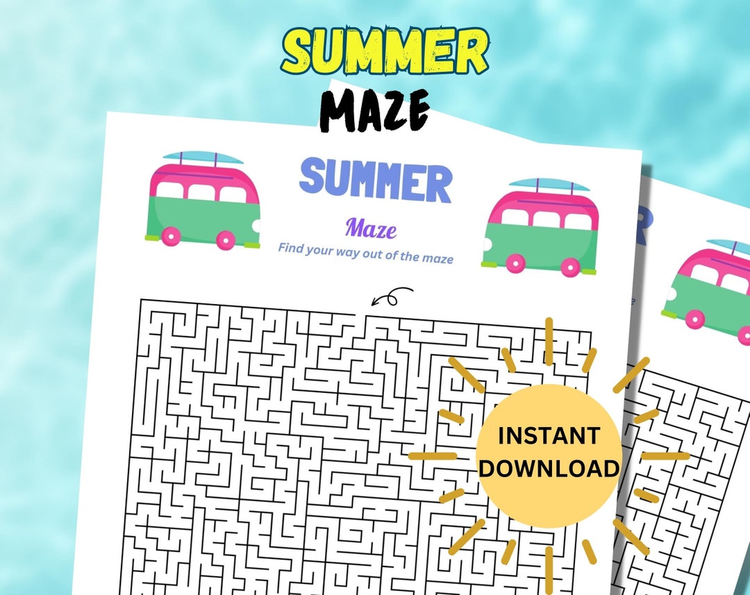 Printable Summer Maze Summer Activity for Kids and Adults Party