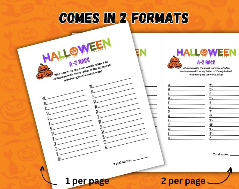 Halloween A-Z Race Game | Printable Party Activity for Kids & Adults ...