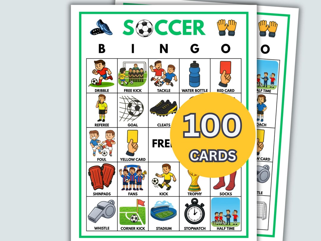 Soccer Bingo | 100 Bingo Cards | Printable Party Game | Classroom ...
