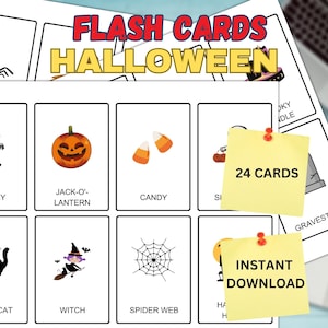 Printable Halloween Flash Cards | Montessori cards | 24 Nomenclature Flash Cards | PDF Printable Cards Preschool Toys