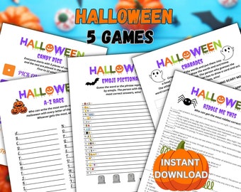 Halloween 5 Games Bundle | Printable Party Activity for Kids & Adults (Digital Download)