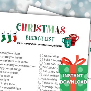 Printable Christmas Bucket List Game | Christmas Activity for Kids and Adults | Party Games | Christmas Game | Family Game | Holiday Game