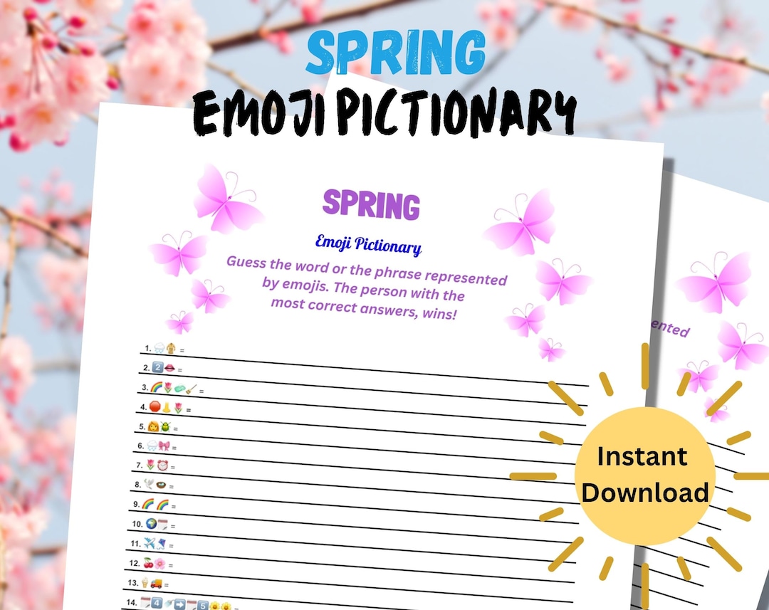Printable Spring Emoji Pictionary Game Spring Activity for Etsy