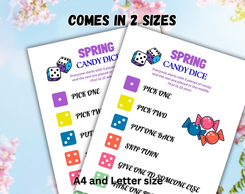 Spring Candy Dice Game | Printable Party Activity for Kids & Adults ...