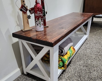 Hand Made Farmhouse Rustic Bench with X Style Frame