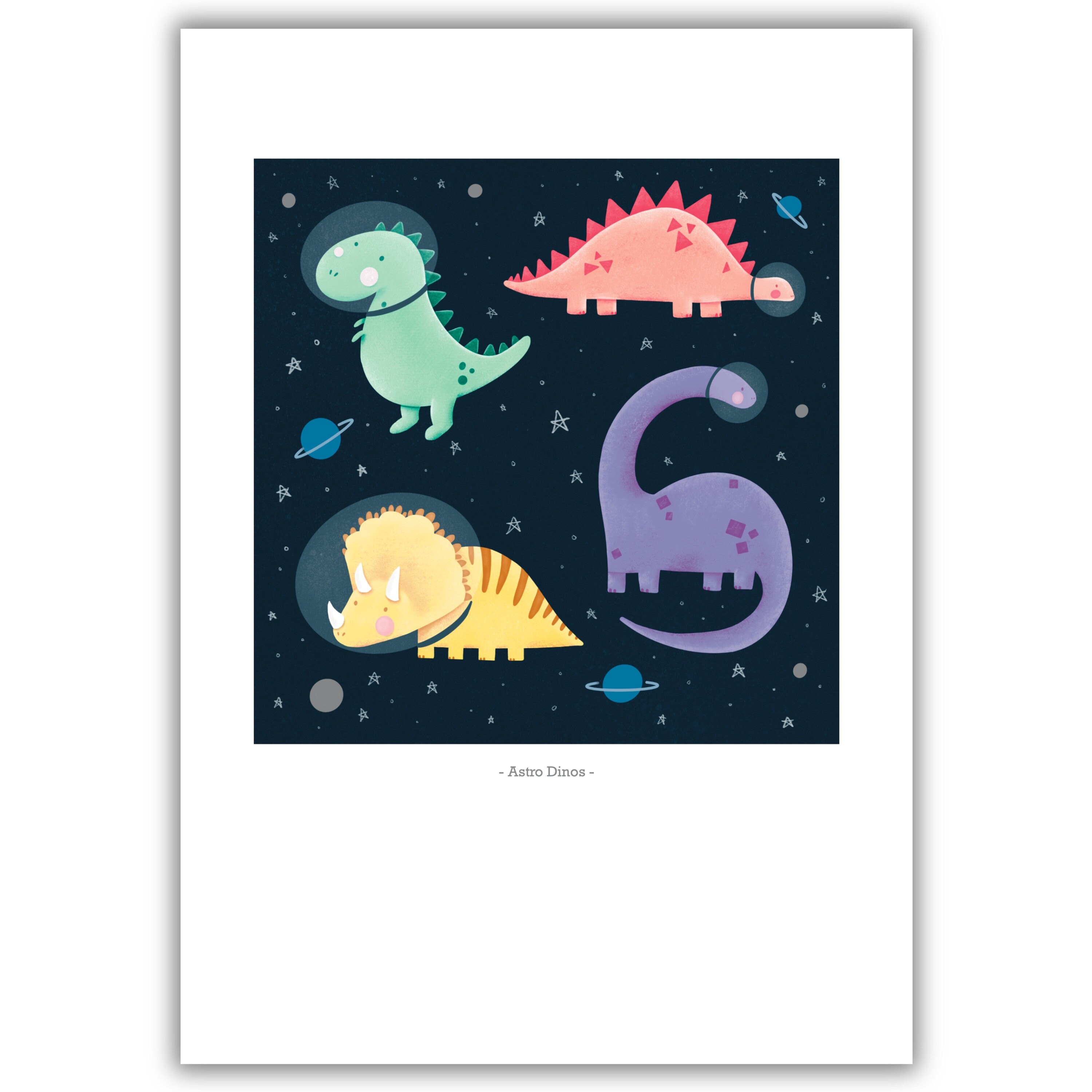 Astro Dinos Outer Space Dinosaurs A4 Illustration Art Print | Etsy