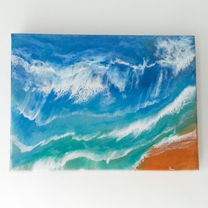 Titled - SEA SCAPE- resin, mica powders, bespoke, 40cm by 30cm canvas board,