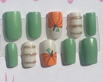 Pumpkin Fall Press On Nails