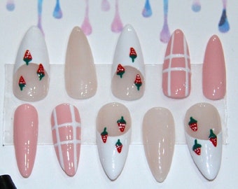 Strawberry Press On Nails Clawsbymags