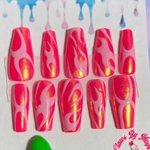 Pink Chrome Handmade Press On Nails Clawsbymags