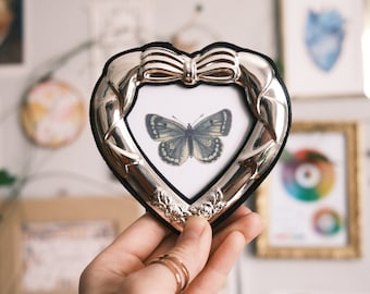 Pewter Tone Butterfly Frame with Glass for 3x3 Picture