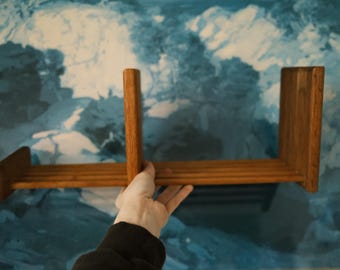 Vintage Wooden Expandable Folding Desktop Book Holder - Mid Century Sliding Adjustable Rack